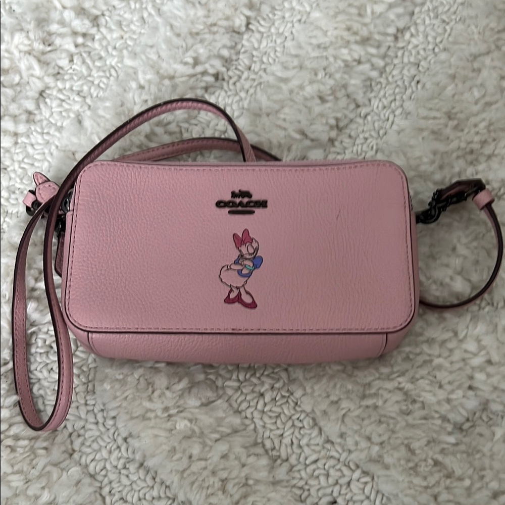 Coach Pink Crossbody Bag with Minnie Mouse Motif